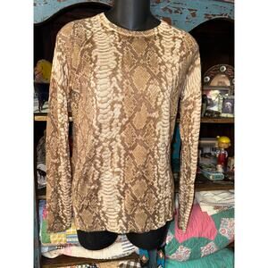 EQUIPMENT FEMME SILK CASHMERE LIGHTWEIGHT SNAKE REPTILE PRINT SWEATER S